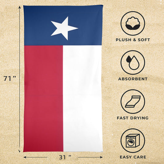 Texas Flag Beach Towel 31"x71" (Made in USA)