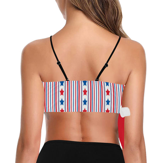 USA/American Flag Inspired Stars and Stripes Pattern Knot Side Bikini Top