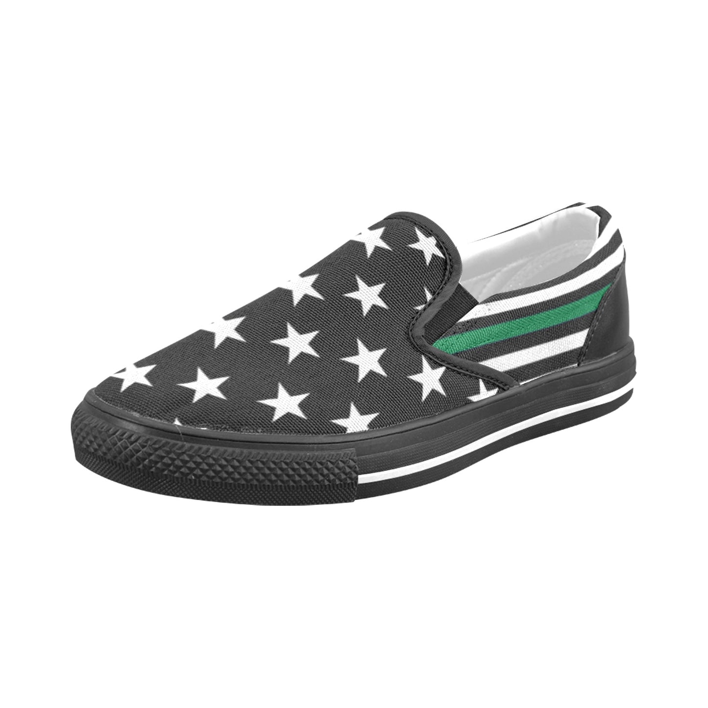 Thin Green Line Flag Inspired Slip-on Canvas Kid's Shoes