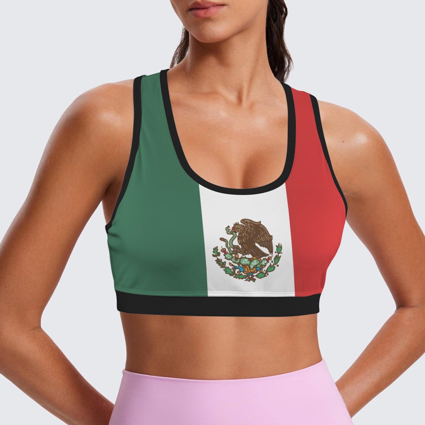 Mexico Flag Inspired Racerback Sports Bra