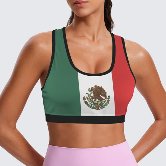 Mexico Flag Inspired Racerback Sports Bra
