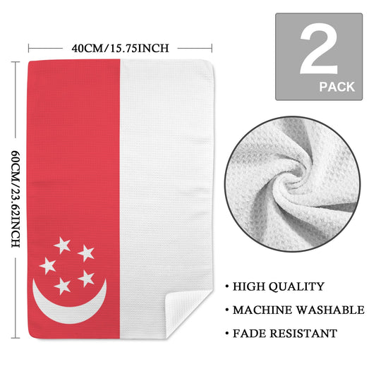 Singapore Flag Inspired Kitchen Towel 40X60cm (Pack of 2) | Printed In the USA