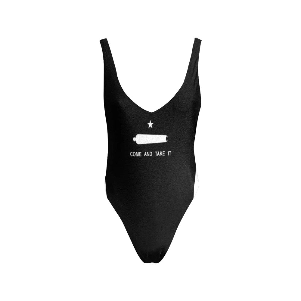 Come and Take It Flag Inspired Women’s Backless One-Piece Swimsuit