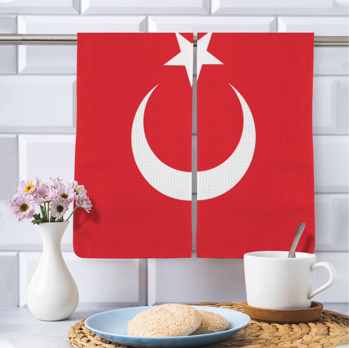 Turkey Flag Inspired Kitchen Towel 40X60cm (Pack of 2) | Printed In the USA