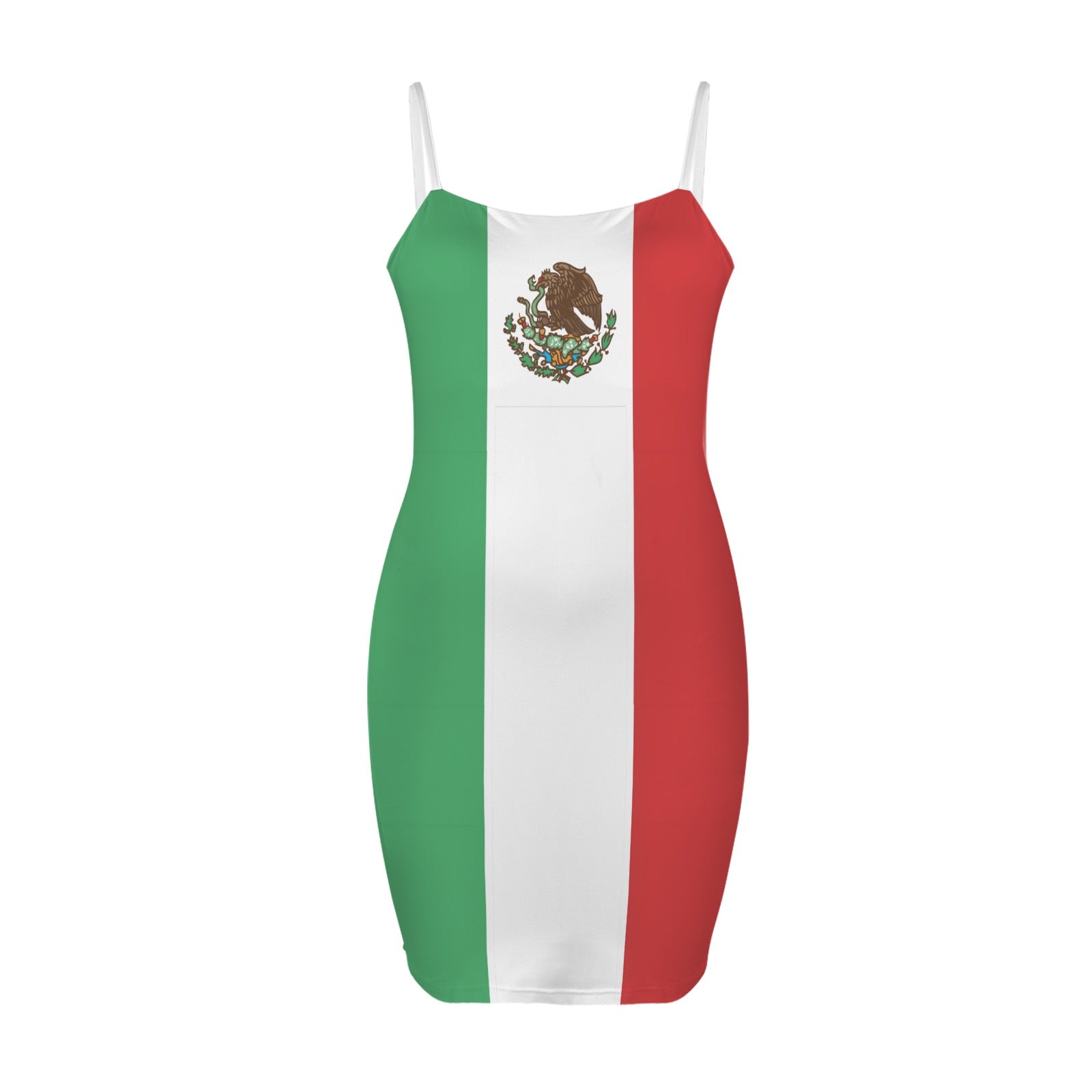 Sleeveless dress featuring Mexican flag by [Brand] with eagle.