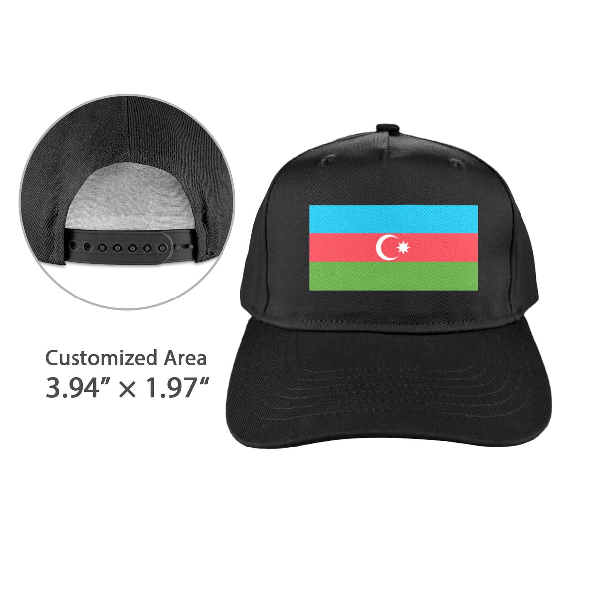 Azerbaijan Flag Inspired Baseball Cap | Printed in the  USA