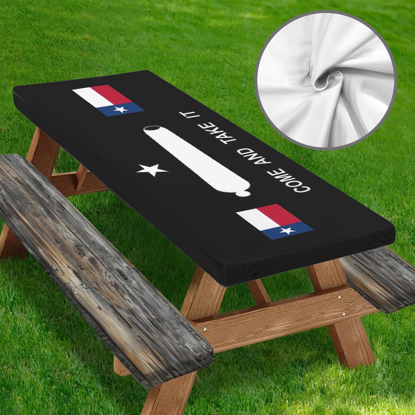 Come and Take It and Texas Flag Picnic Table Cover (72" x 30") (Made in the USA)