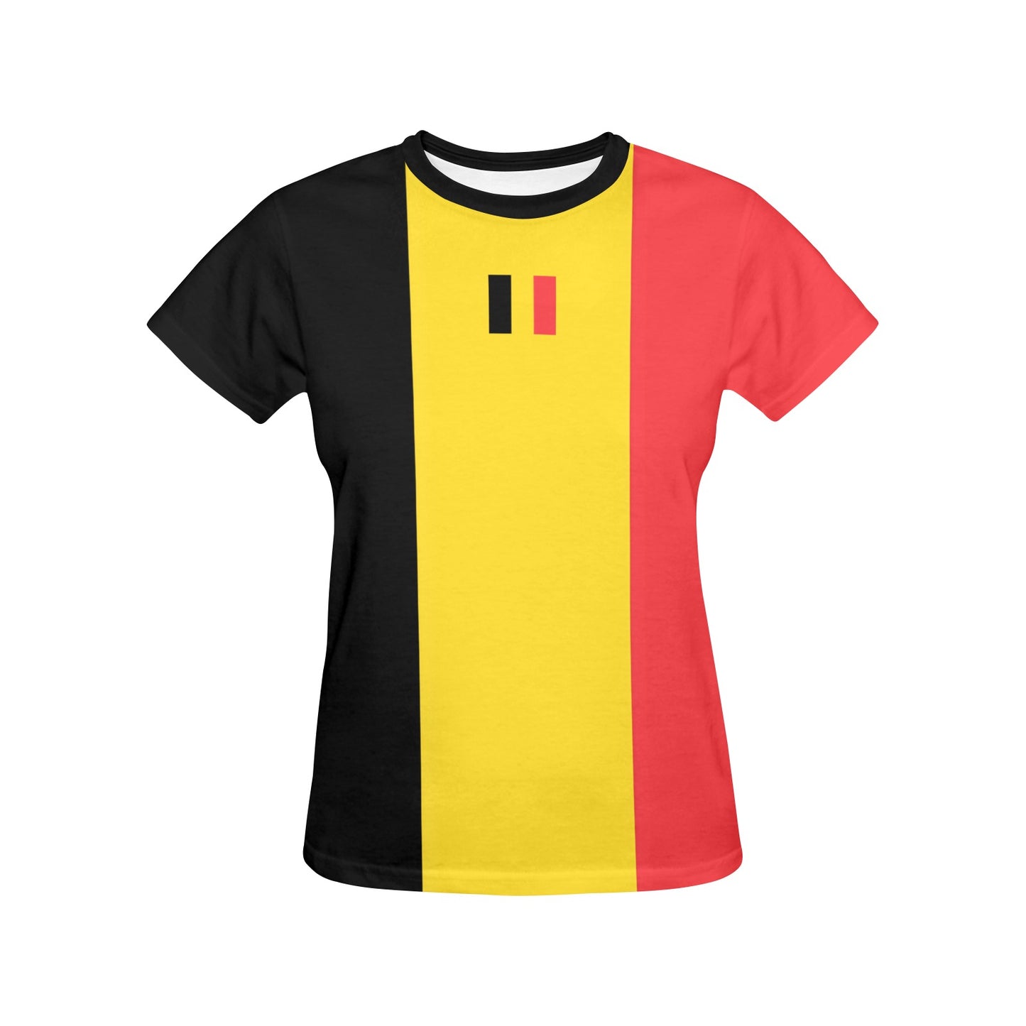 Belgium Flag Inspired Women's All Over Print Crew Neck T-Shirt(T40-2)(Made in Queens)