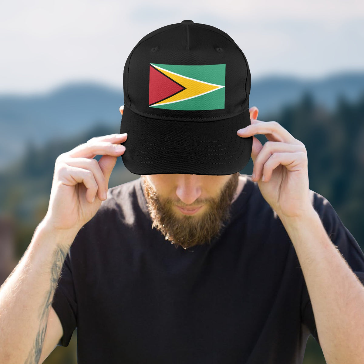 Guyana Flag Inspired Baseball Cap | Printed in the  USA