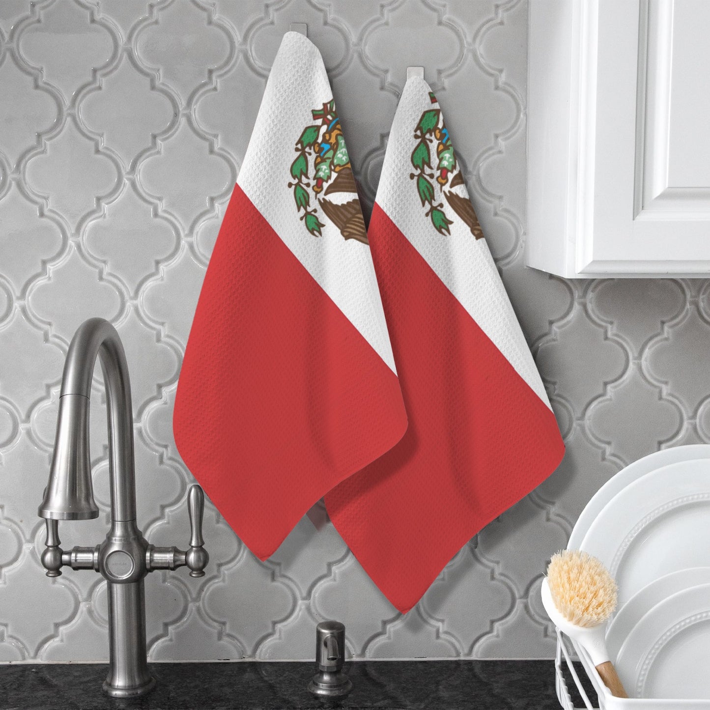 Mexico Flag Inspired Kitchen Towel 40X60cm (Pack of 2) (Made in the USA)