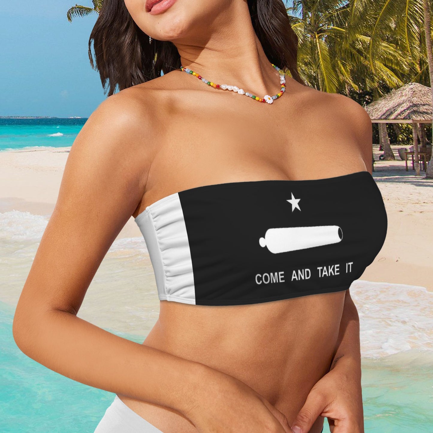 Come and Take It Flag Inspired Bandeau Tube Bikini Top