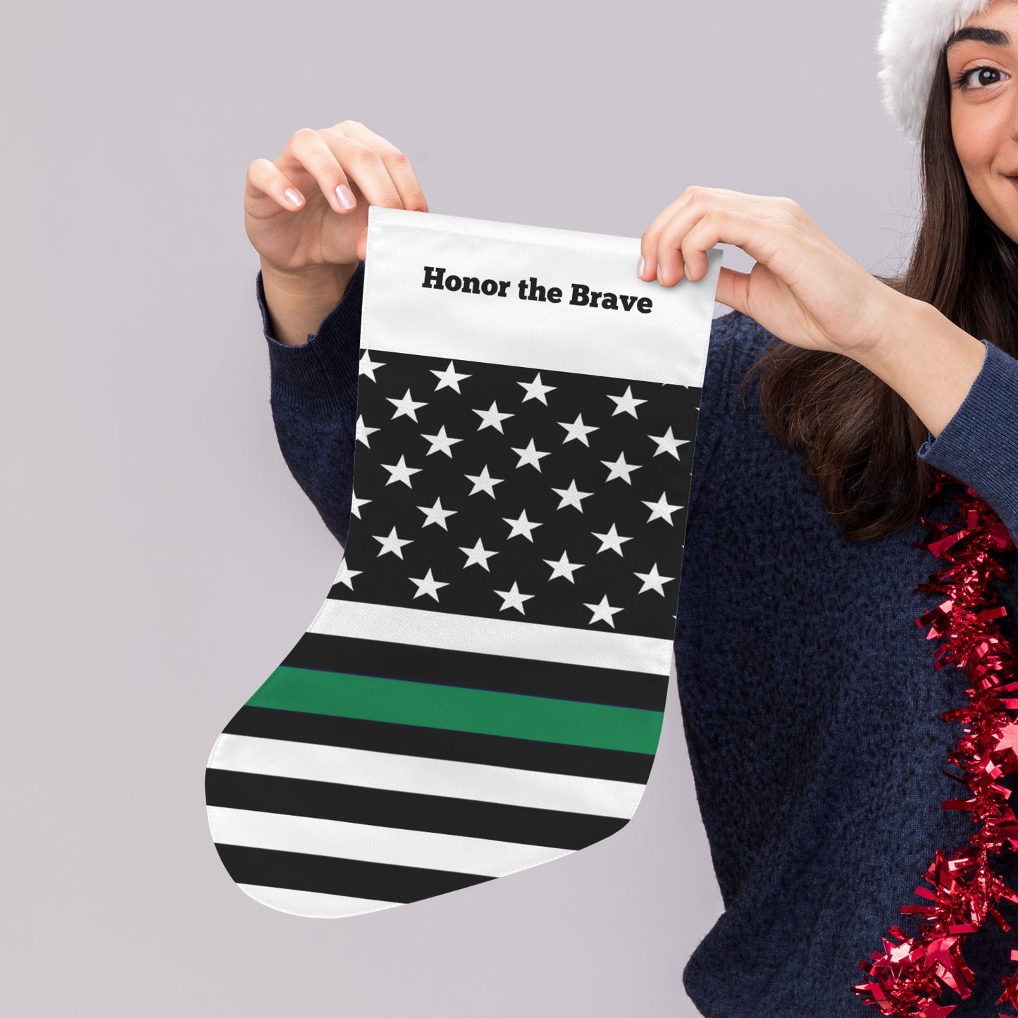 Thin Green Line Flag Christmas Stocking(Made in USA)