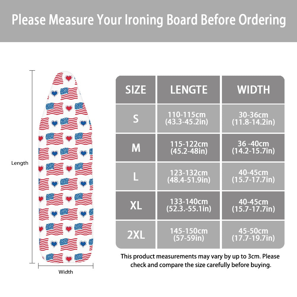 American Flag With Hearts Pattern Ironing Board Cover