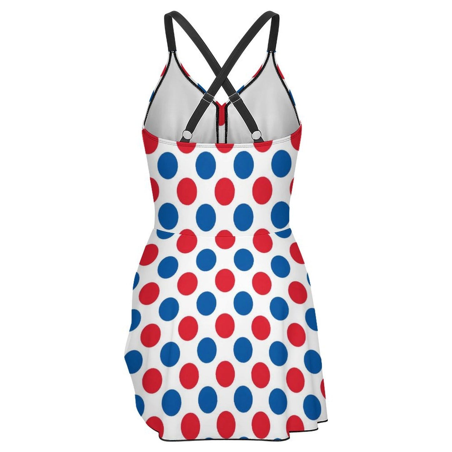 USA/American Flag Inspired Polka Dot Pattern Women's Hem Tie One-piece Swimsuit
