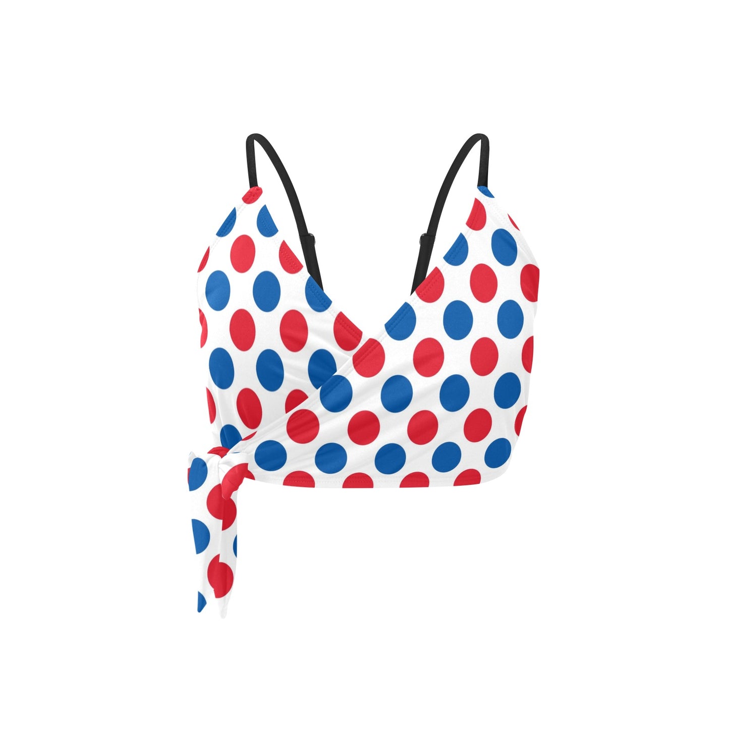 USA/American Flag Inspired Polka Dot Pattern Knot Side Bikini Top