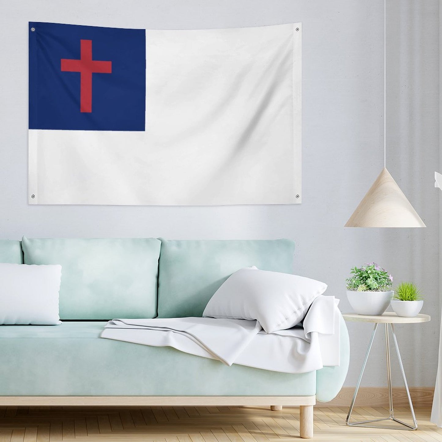 Christian Flag Inspired Wall Mount Flag with Four Grommets (35x59 in)