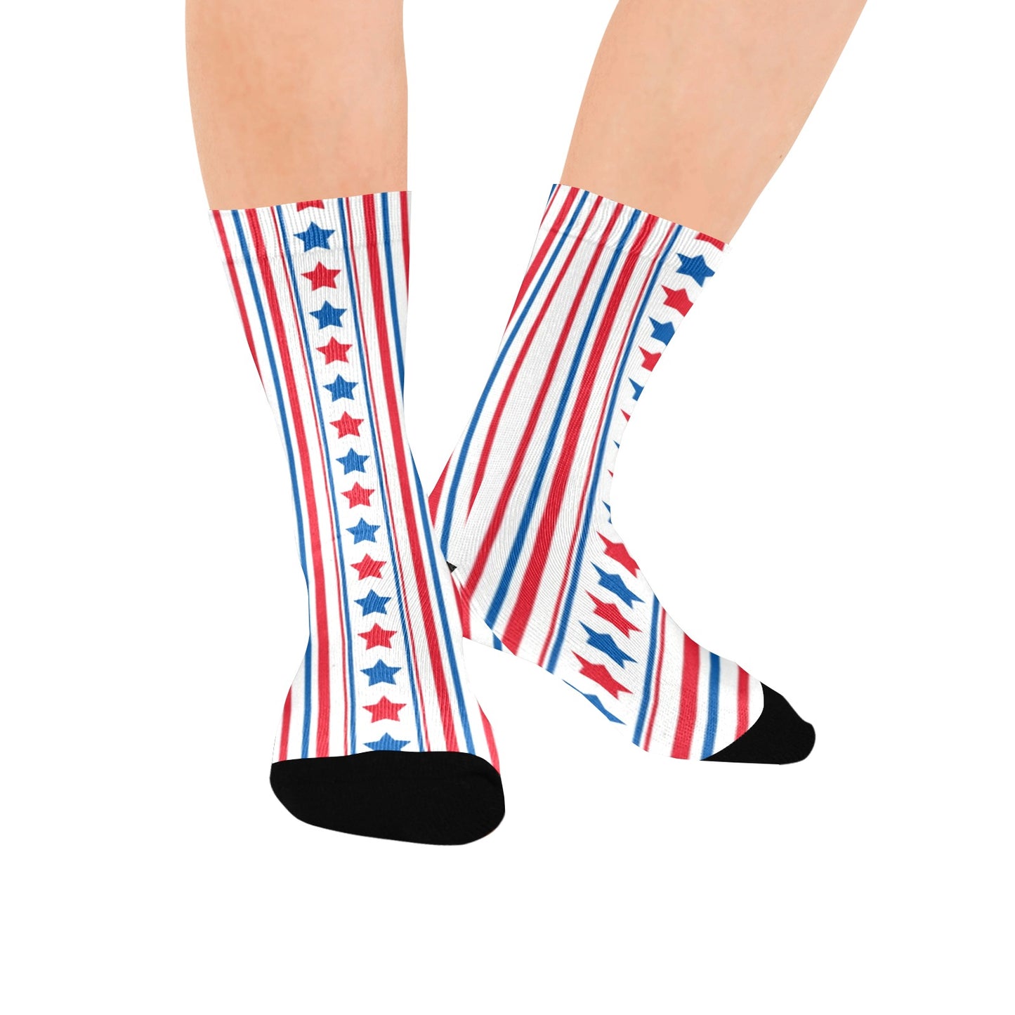 USA/American Flag Inspired Stars and Stripes Pattern Women’s Custom Socks Made in the USA