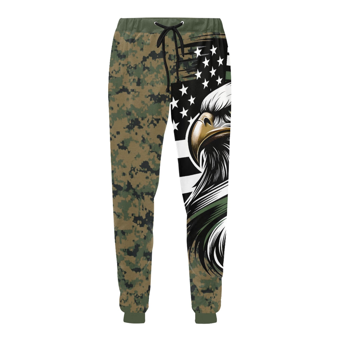 Thin Green Line Flag Inspired Eagle on Digital Camo All Over Print Unisex Sweatpants