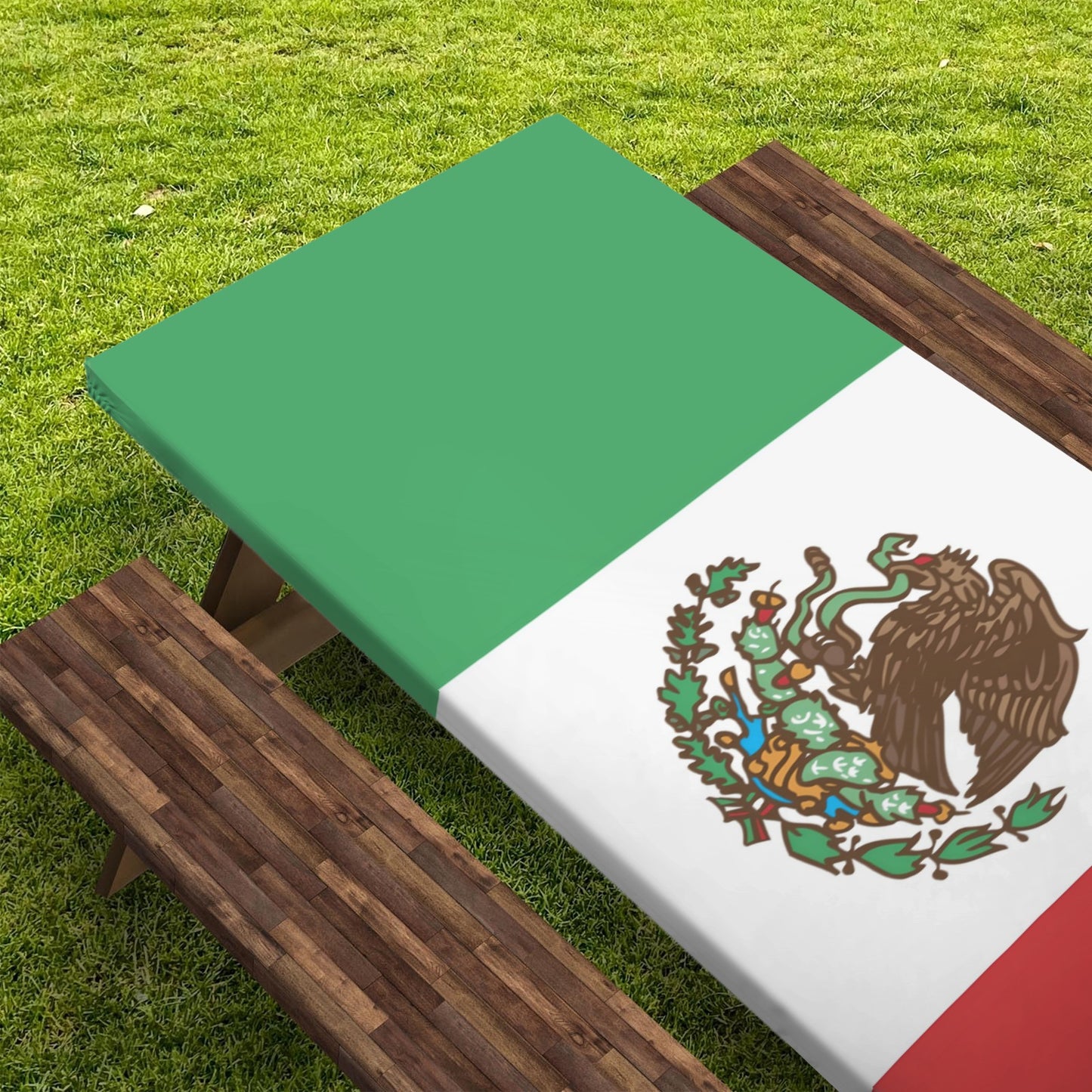 Mexico Flag Inspired Picnic Table Cover (72" x 30") (Made in the USA)