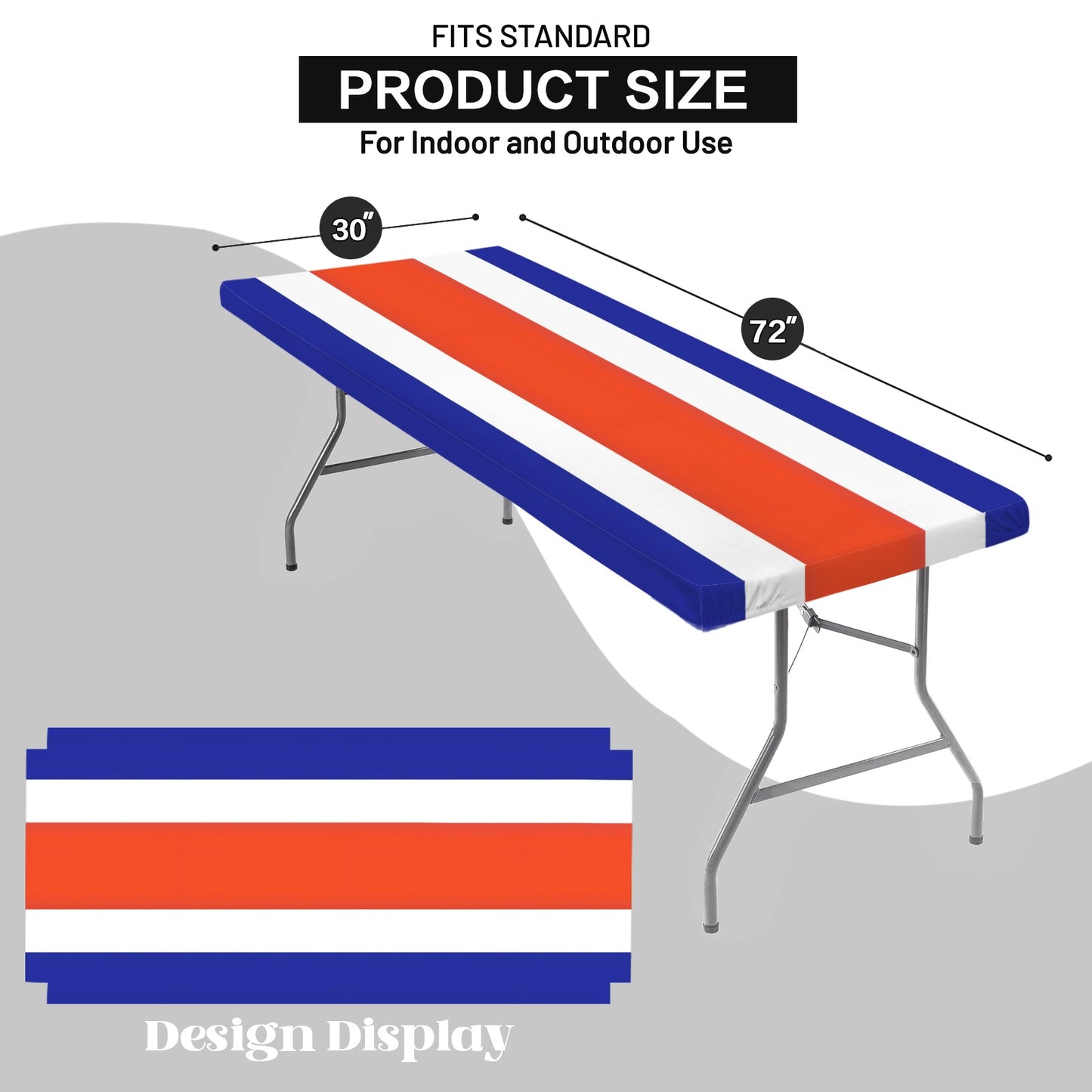 Costa Rica Flag Inspired Custom Elastic Fitted Tablecloth 72x30 inch (Made in the USA)