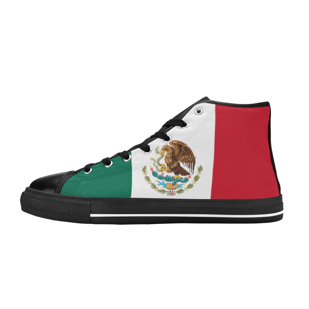 Mexico Flag Inspired Kid's High Top Canvas Shoes