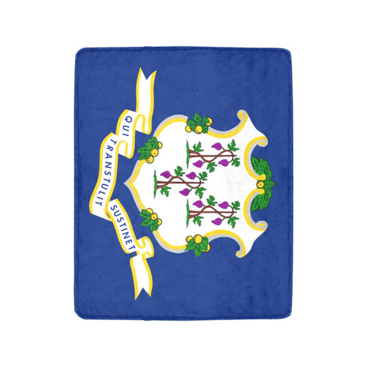 Blue Luv My Flag blanket featuring Connecticut state emblem design.