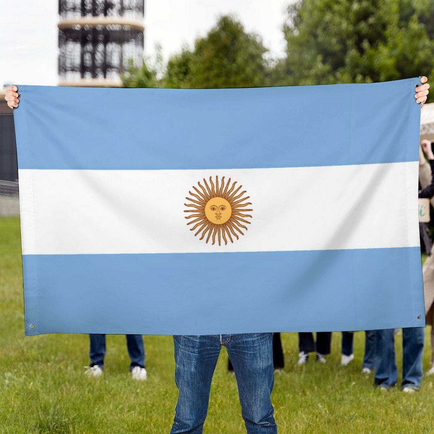 Argentina Flag Inspired Wall Mount Flag with Four Grommets (35x59 in)