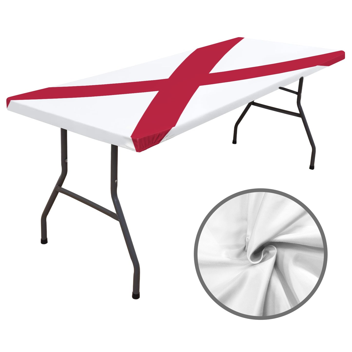 Alabama Flag Inspired Custom Elastic Fitted Tablecloth 72x30 inch (Made in the USA)