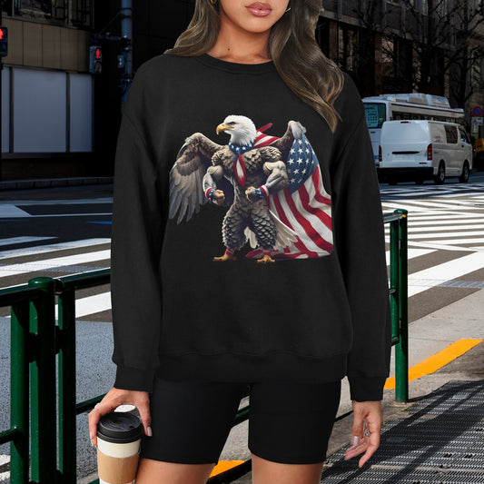 USA/American Flag Inspired Bald Eagle With Flag Cape Unisex Fleece Sweatshirt (Made in the USA)