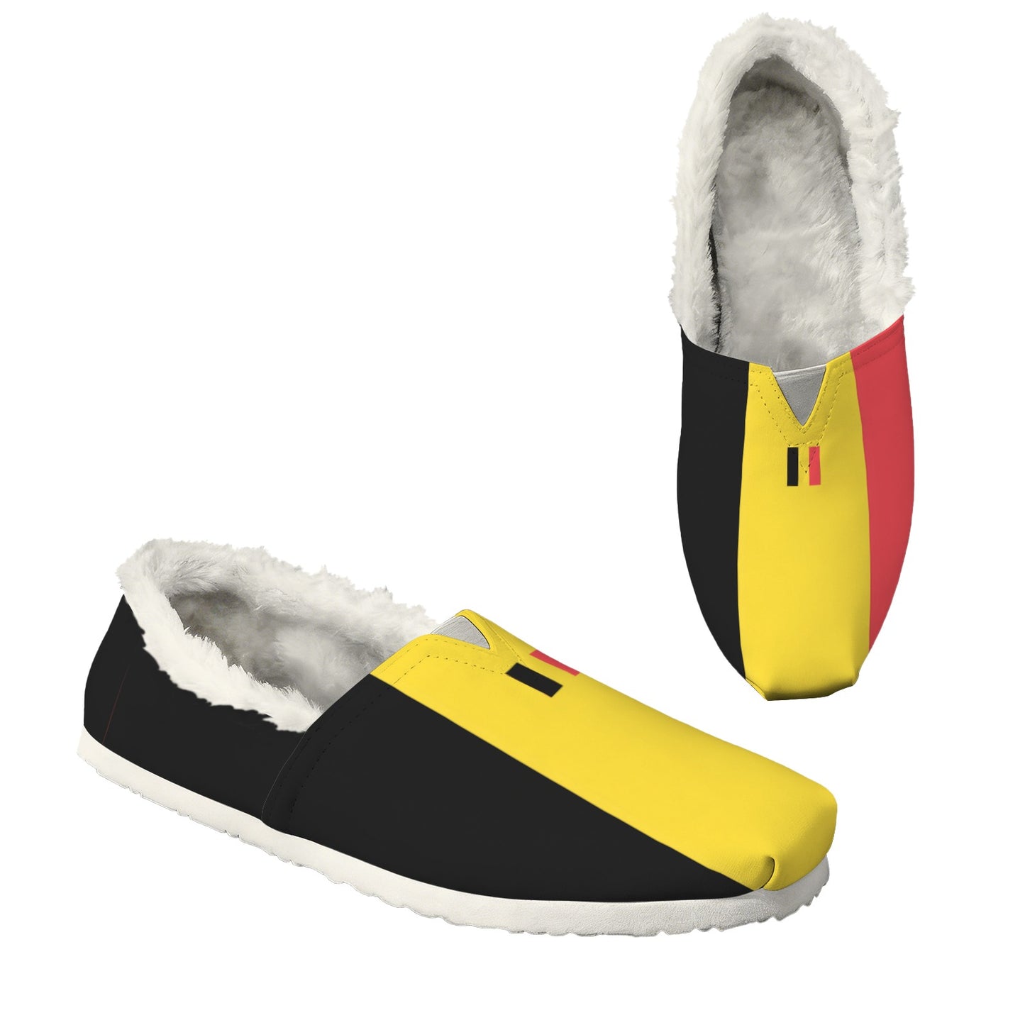 Belgium Flag Inspired Women's Fleece-Lined Canvas Slip-On
