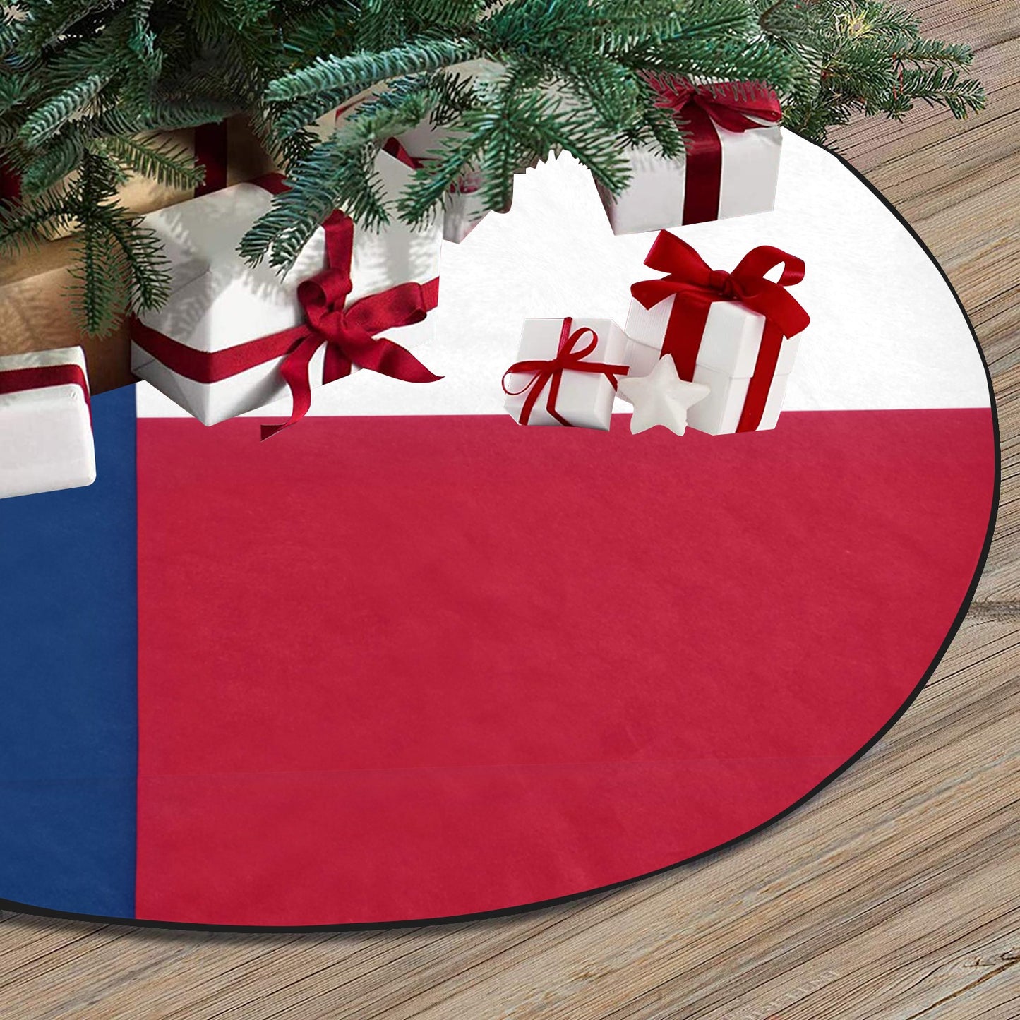 Texas Flag Thick Christmas Tree Skirt 47" x 47"