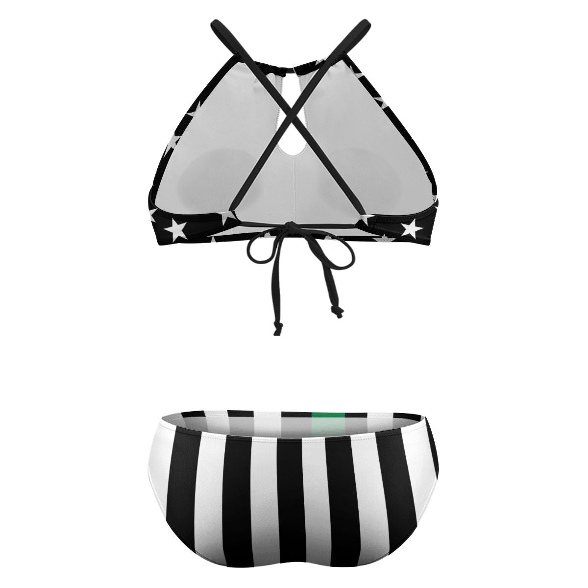 Thin Green Line Flag Inspired Plus Size High Waisted Bikini