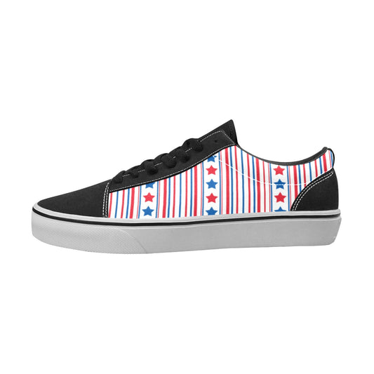 USA/American Flag Inspired Stars & Stripes Pattern Women's Lace-Up Canvas Shoes