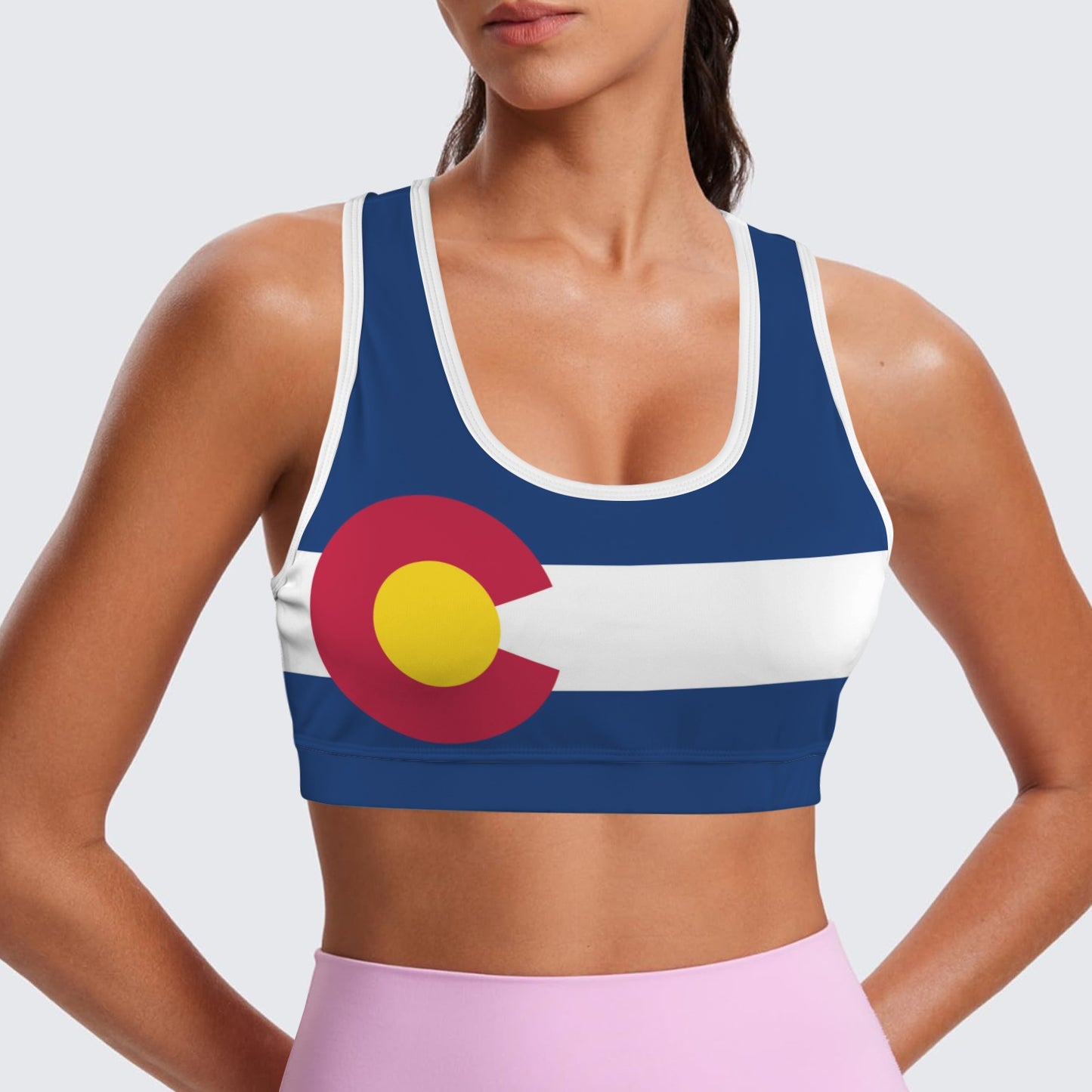 Colorado State Flag Racerback Sports Bra
