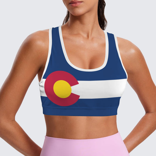 Colorado State Flag Racerback Sports Bra