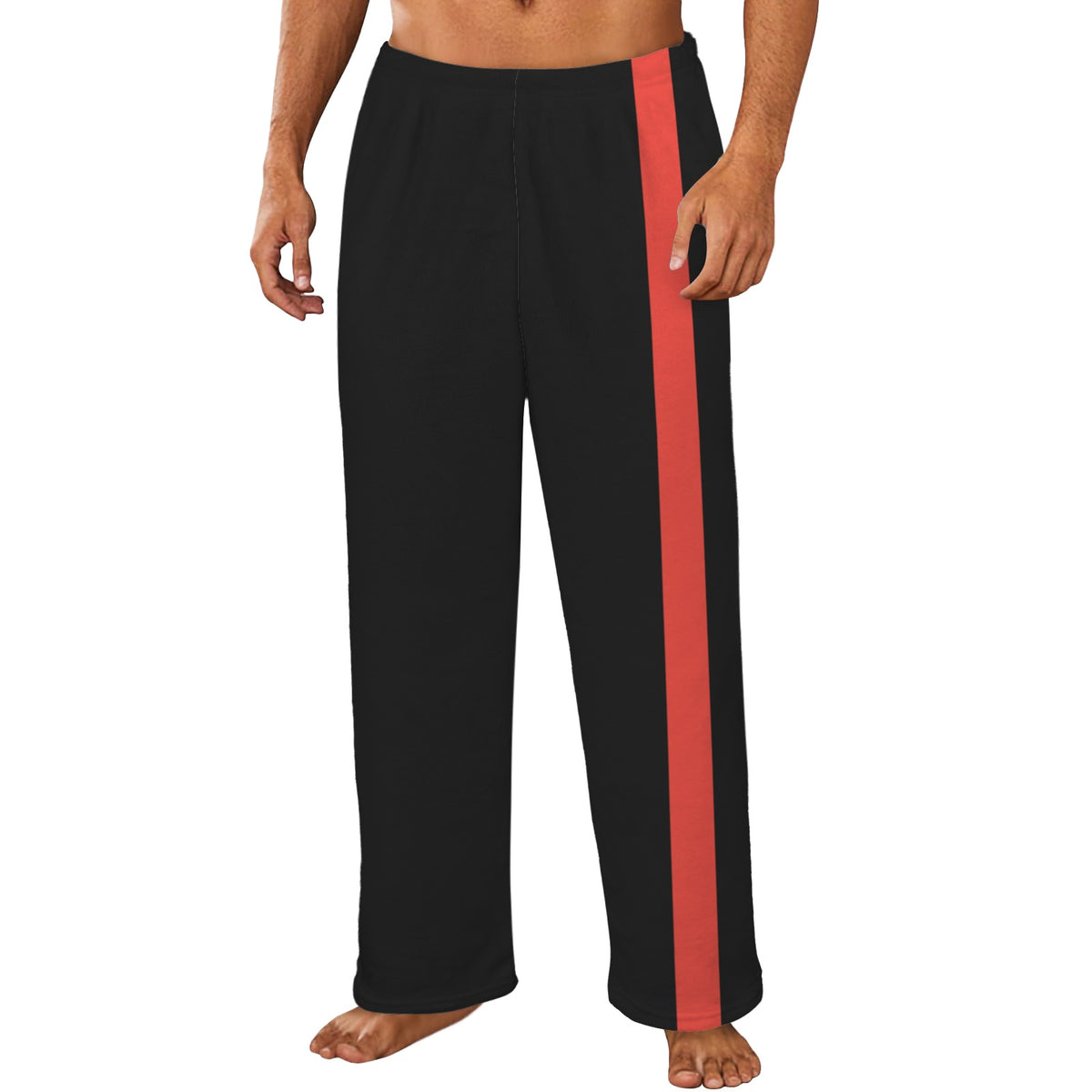 Thin Red Line Flag Inspired Men's Flannel Pajama Trousers Printed in the USA