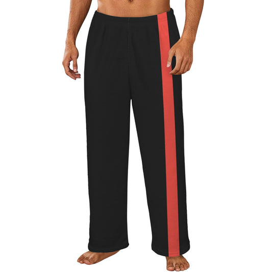 Thin Red Line Flag Inspired Men's Flannel Pajama Trousers Printed in the USA