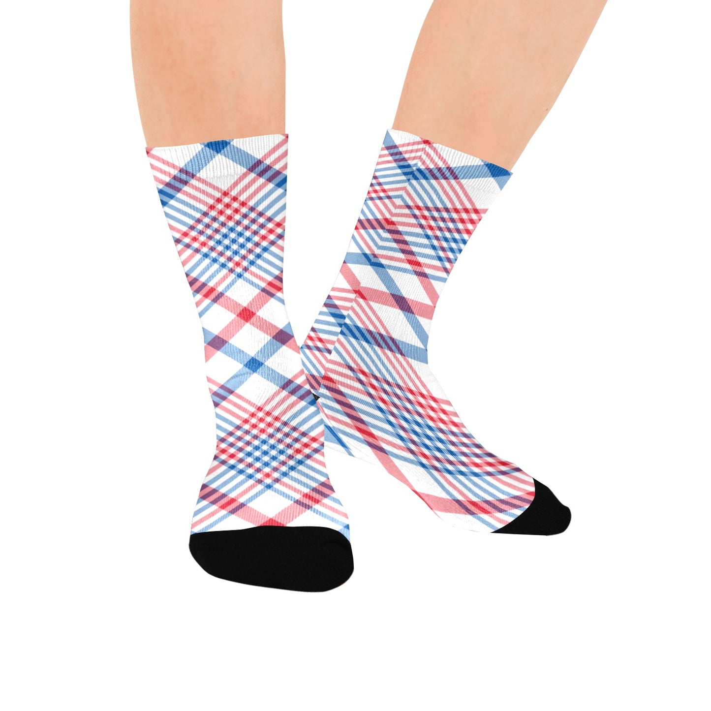 USA/American Flag Inspired Plaid Pattern Women's Custom  Socks | Ships from USA