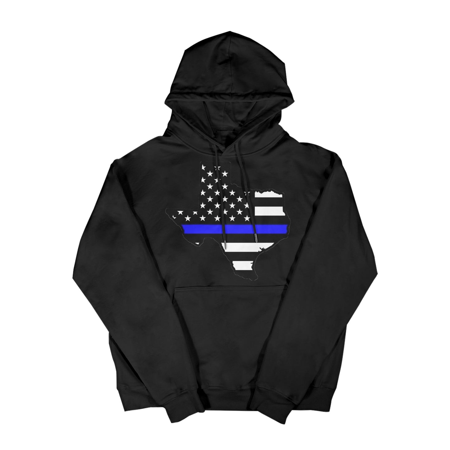 Thin Blue Line Flag Inspired Texas Shape Men's Hoodie (Made in the USA)