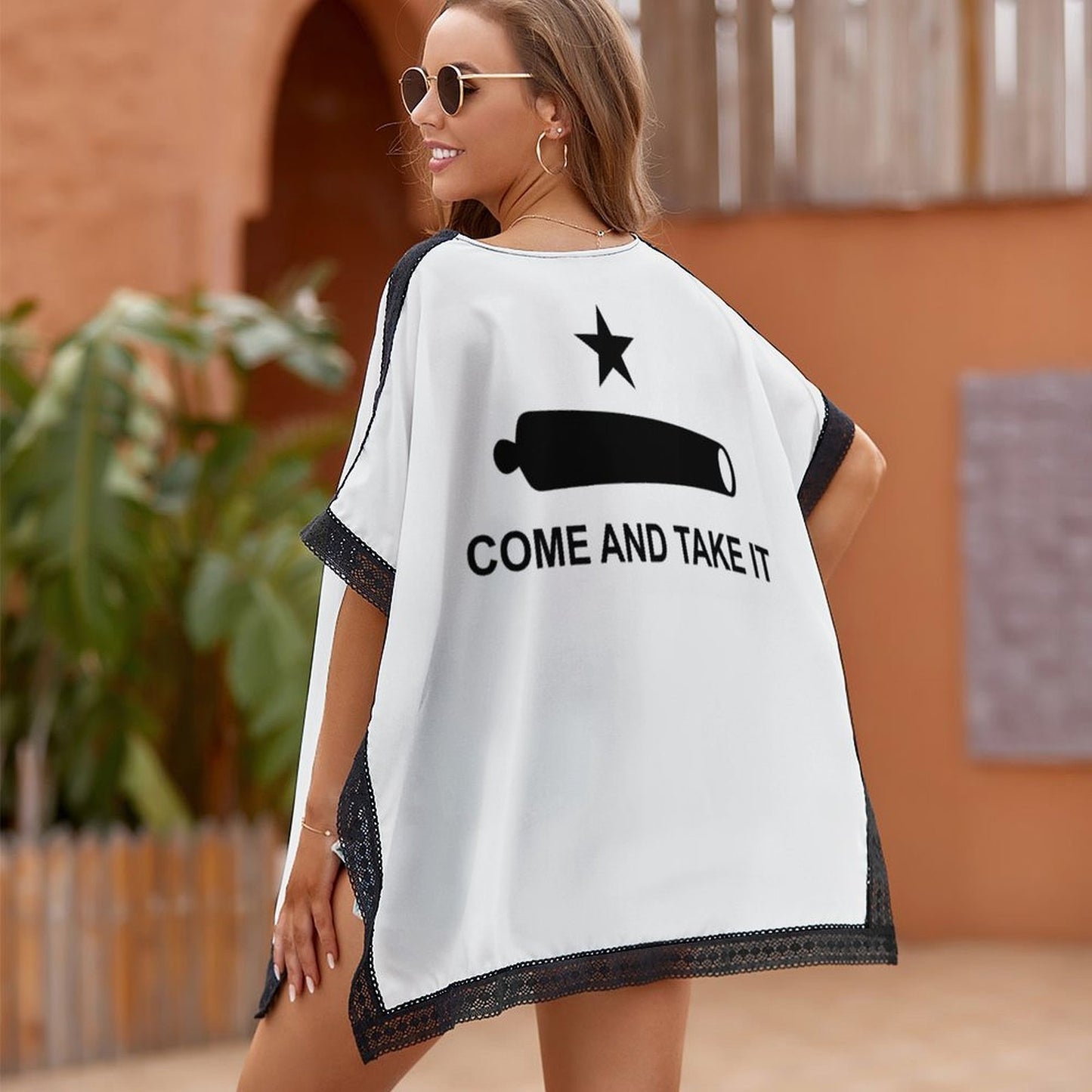 Come and Take It Flag Inspired Custom Women's Beach Swim Cover Up