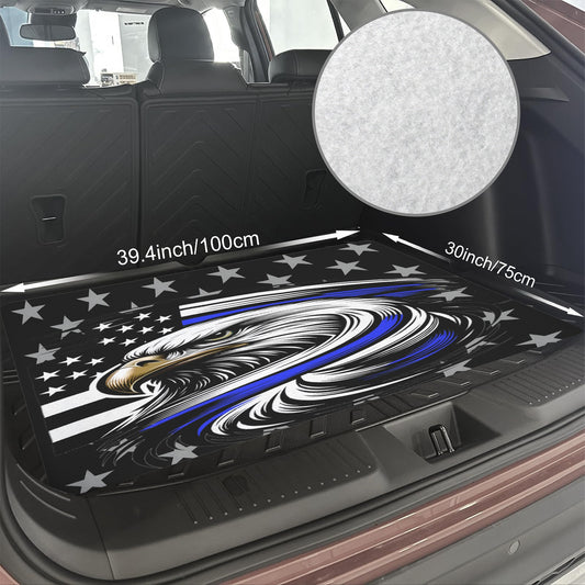 Thin Blue Line Flag Inspired Eagle Car Trunk Mat 100 × 75 cm / 39.4 × 30 in Printed in the USA