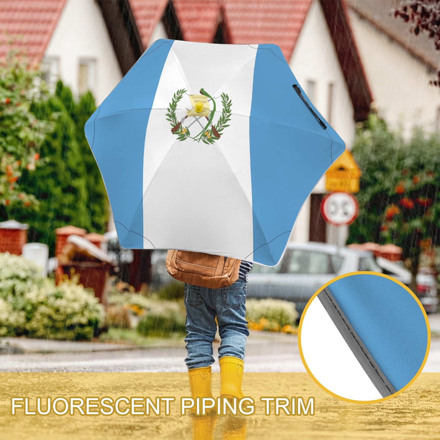 Guatamala Flag Inspired Kids Safe Round Corner Umbrella