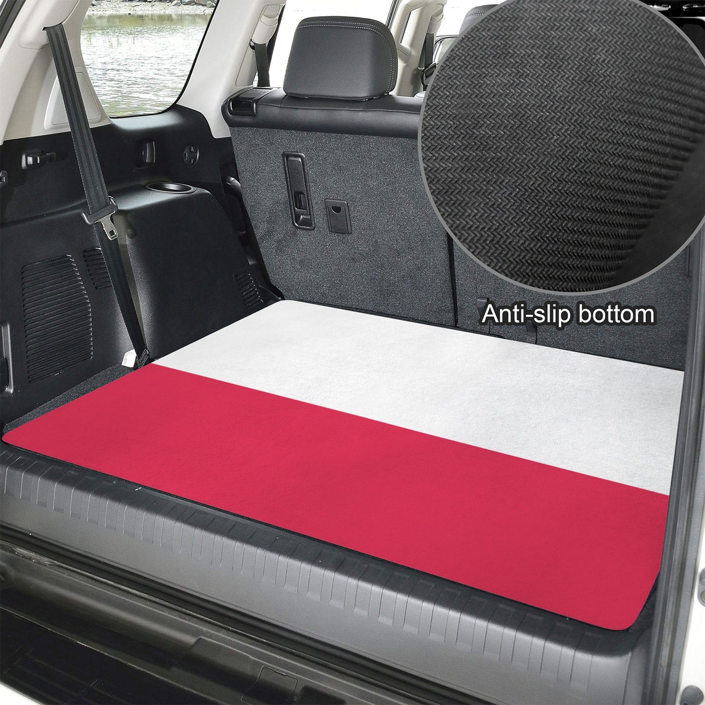 Poland Flag Inspired Car Trunk Mat 100 × 75 cm / 39.4 × 30 in Printed in the USA