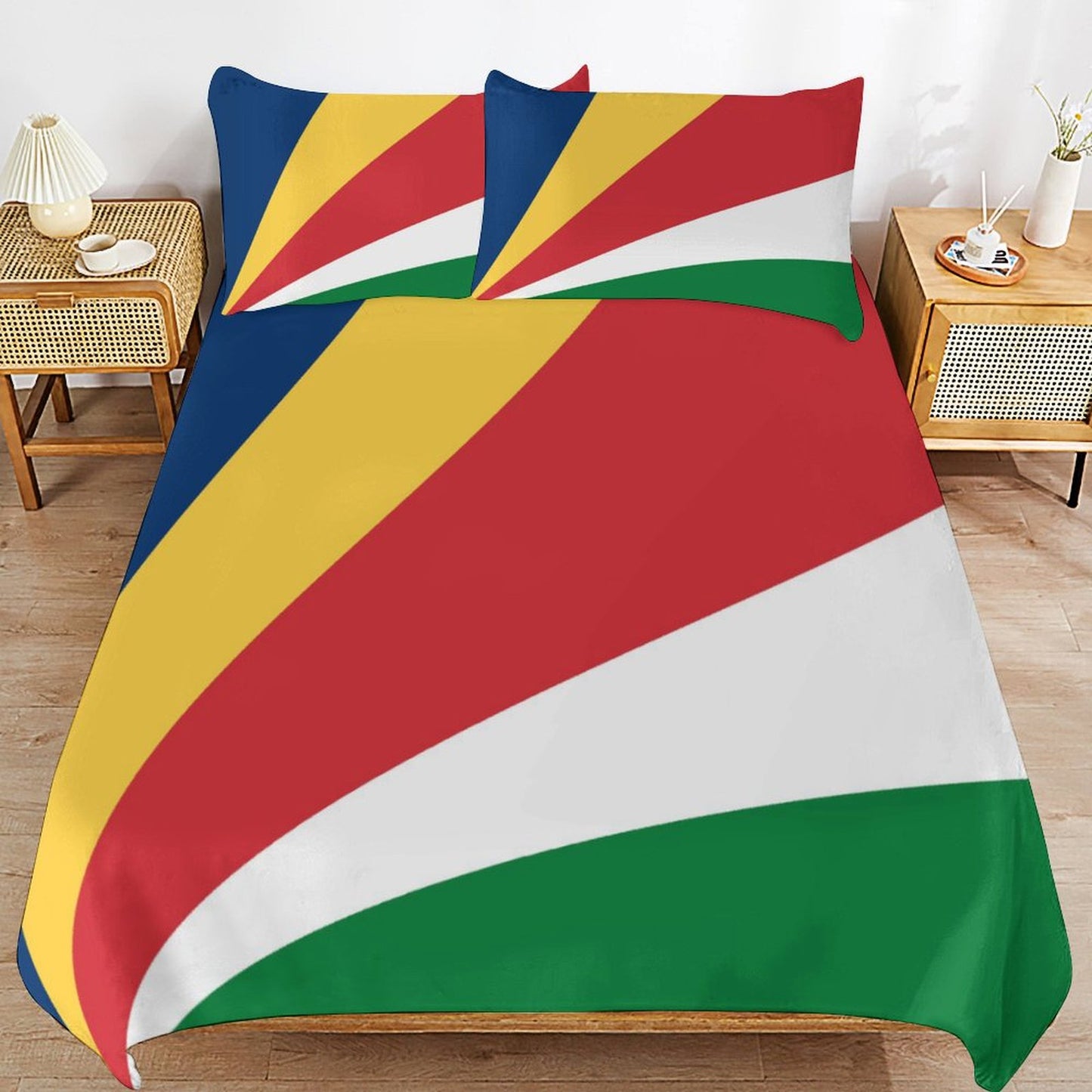 Seychelles Flag Inspired 3-Piece Bedding Set (1 Duvet Cover + 2 Pillow Shams) – 102"×90"