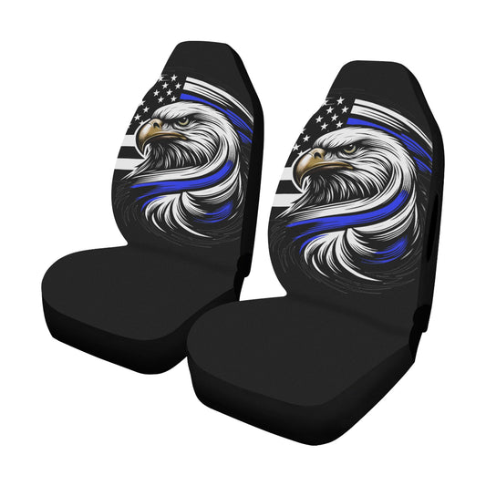 Thin Blue Line Flag Eagle Car Seat Cover Airbag Compatible(Set of 2)