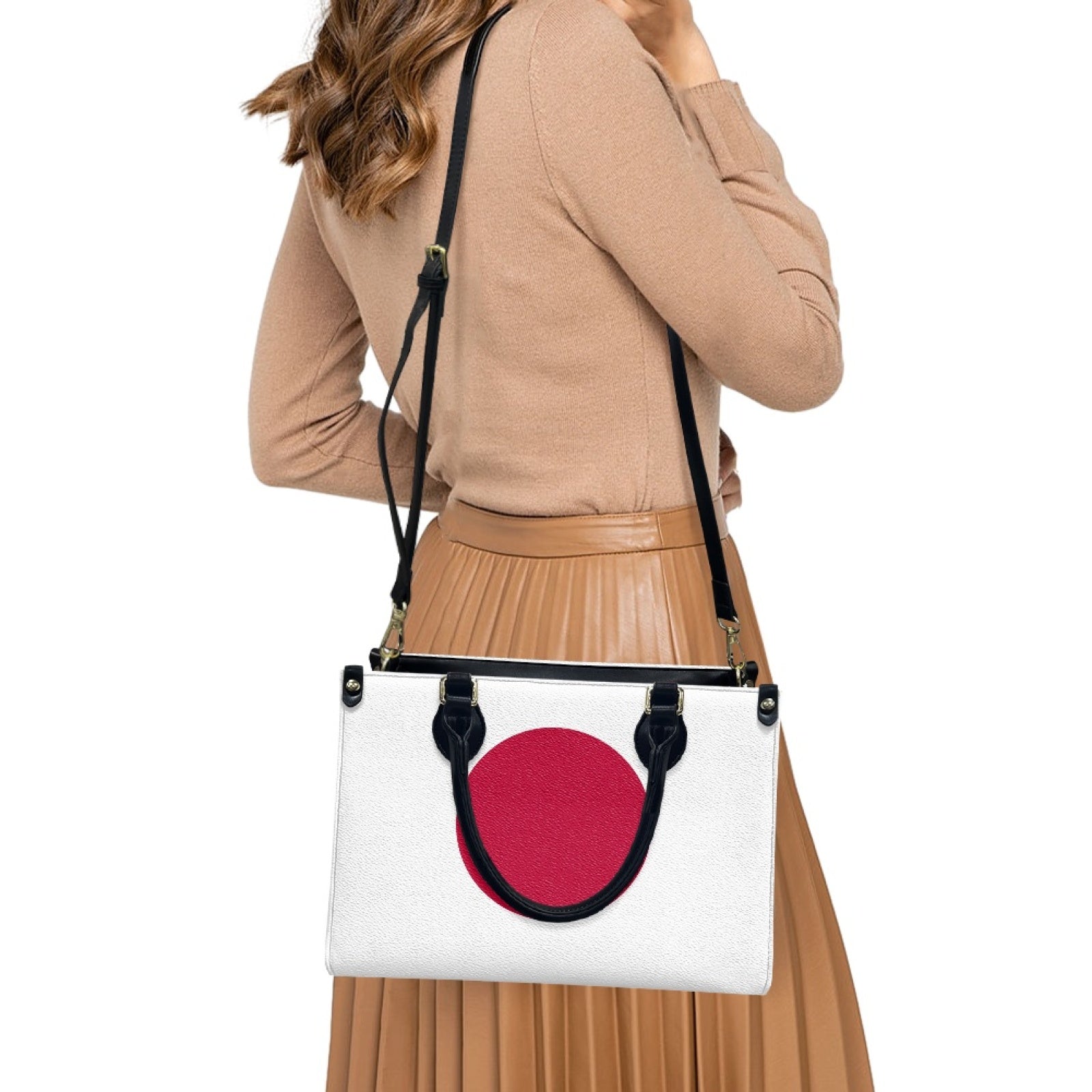 Japan Flag PU Leather Handbag – Elegant Red Circle Style with Bold Minimalist Vibe - Luv My Flag