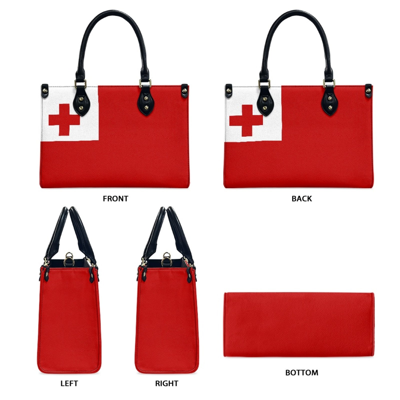 Tonga Flag Inspired PU Handbag – Red Bold Look, Island Hook