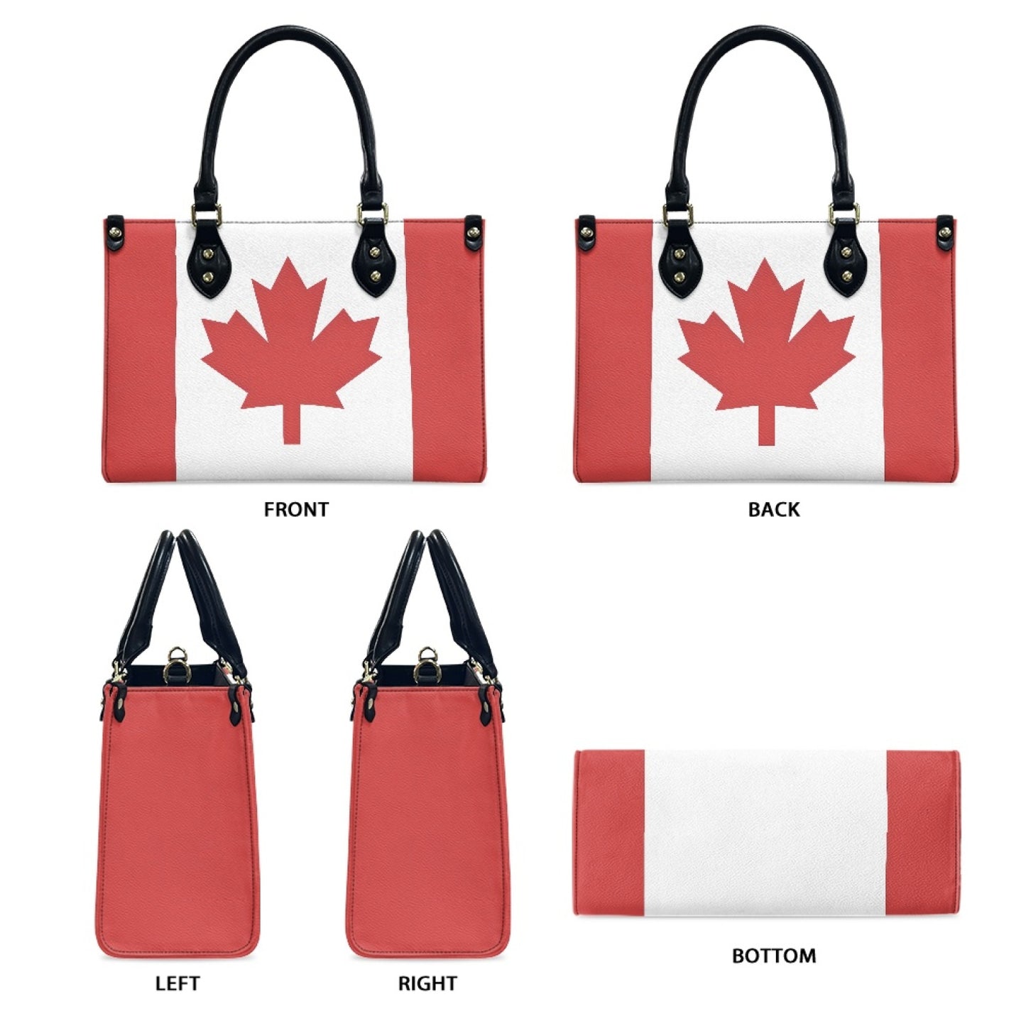 Canada Flag Inspired Womens PU Leather Handbag – Elegant Maple Leaf Shoulder Bag with Adjustable Strap and Spacious Interior - Luv My Flag