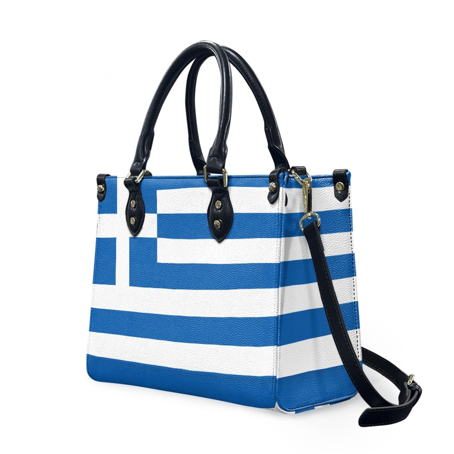 Greece Flag Handbag With Bold Blue Stripes and City Vibes - Luv My Flag