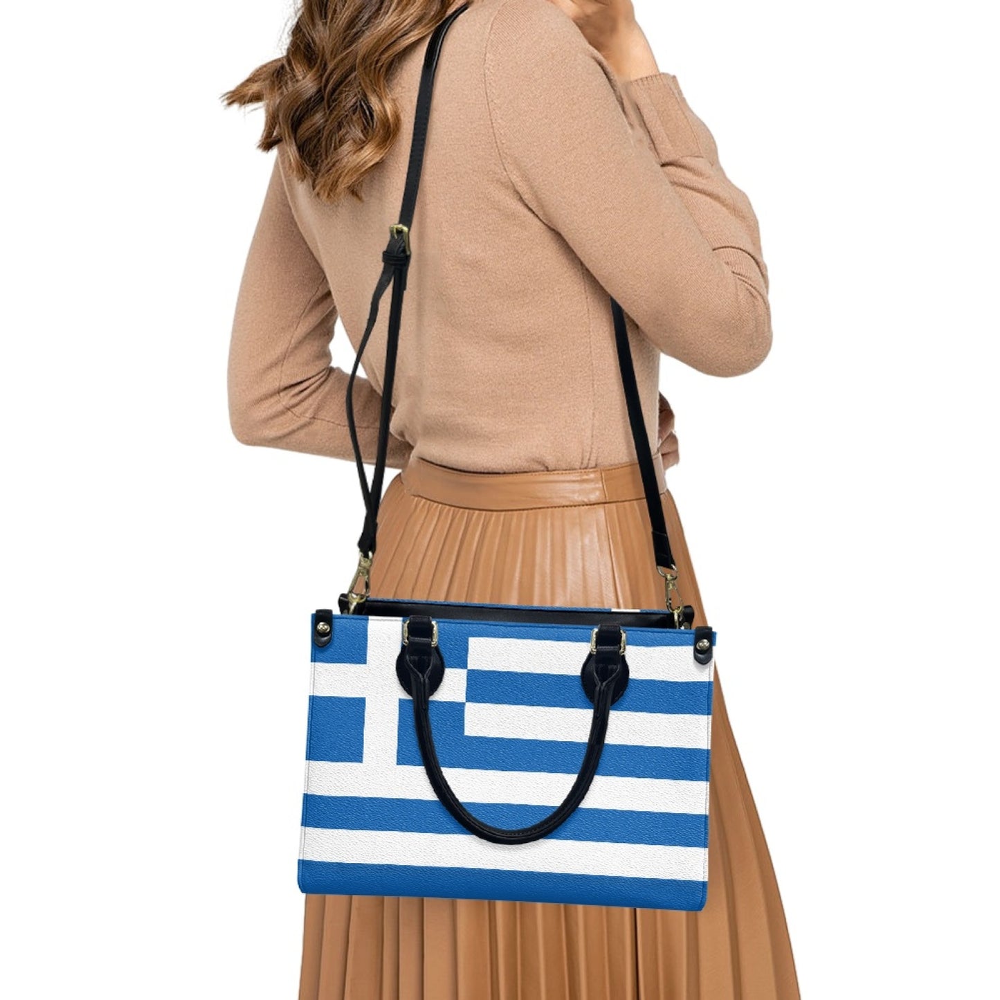 Greece Flag Handbag With Bold Blue Stripes and City Vibes - Luv My Flag